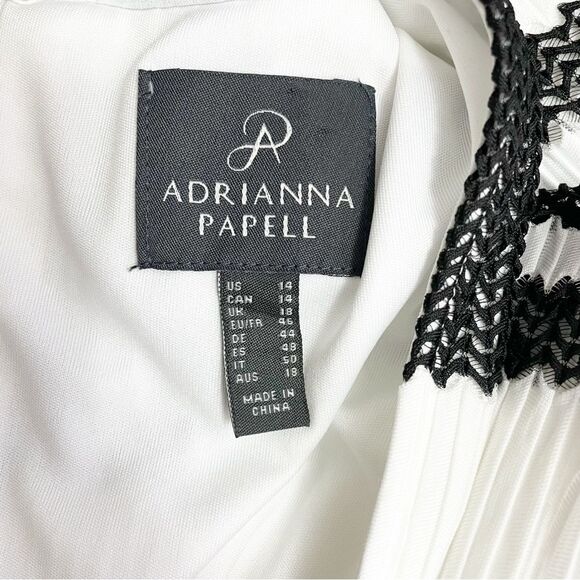 NWT Adrianna Papell Kang Kang Striped Trumpet Midi Dress Black & White Size 14 - Picture 12 of 15
